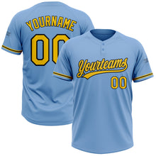 Load image into Gallery viewer, Custom Light Blue Yellow-Black Two-Button Unisex Softball Jersey