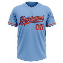 Load image into Gallery viewer, Custom Light Blue Orange-Royal Two-Button Unisex Softball Jersey