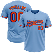 Load image into Gallery viewer, Custom Light Blue Orange-Royal Two-Button Unisex Softball Jersey