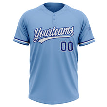 Load image into Gallery viewer, Custom Light Blue White-Royal Two-Button Unisex Softball Jersey