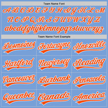 Load image into Gallery viewer, Custom Light Blue Orange-White Two-Button Unisex Softball Jersey