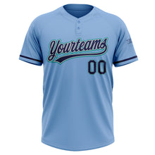 Load image into Gallery viewer, Custom Light Blue Navy Gray-Teal Two-Button Unisex Softball Jersey