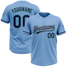 Load image into Gallery viewer, Custom Light Blue Navy Gray-Teal Two-Button Unisex Softball Jersey