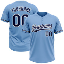 Load image into Gallery viewer, Custom Light Blue Navy-White Two-Button Unisex Softball Jersey