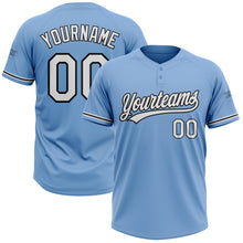 Load image into Gallery viewer, Custom Light Blue White-Black Two-Button Unisex Softball Jersey