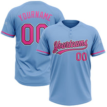Load image into Gallery viewer, Custom Light Blue Pink-Black Two-Button Unisex Softball Jersey