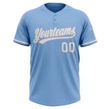 Load image into Gallery viewer, Custom Light Blue White-Gray Two-Button Unisex Softball Jersey
