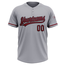 Load image into Gallery viewer, Custom Gray Crimson-Black Two-Button Unisex Softball Jersey