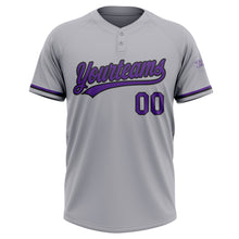 Load image into Gallery viewer, Custom Gray Purple-Black Two-Button Unisex Softball Jersey