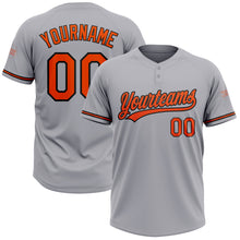 Load image into Gallery viewer, Custom Gray Orange-Black Two-Button Unisex Softball Jersey