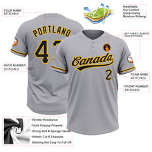 Load image into Gallery viewer, Custom Gray Black-Gold Two-Button Unisex Softball Jersey