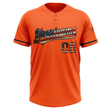 Load image into Gallery viewer, Custom Orange Vintage USA Flag-Black Two-Button Unisex Softball Jersey