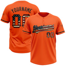 Load image into Gallery viewer, Custom Orange Vintage USA Flag-Black Two-Button Unisex Softball Jersey