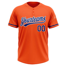 Load image into Gallery viewer, Custom Orange Royal-White Two-Button Unisex Softball Jersey