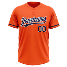 Load image into Gallery viewer, Custom Orange Navy-White Two-Button Unisex Softball Jersey
