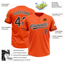 Load image into Gallery viewer, Custom Orange Black-White Two-Button Unisex Softball Jersey
