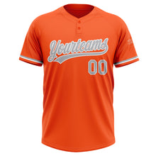 Load image into Gallery viewer, Custom Orange Gray-White Two-Button Unisex Softball Jersey