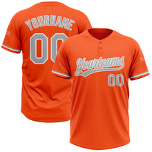 Load image into Gallery viewer, Custom Orange Gray-White Two-Button Unisex Softball Jersey