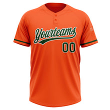 Load image into Gallery viewer, Custom Orange Green-White Two-Button Unisex Softball Jersey