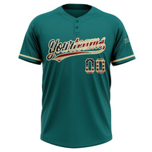Load image into Gallery viewer, Custom Teal Vintage USA Flag-City Cream Two-Button Unisex Softball Jersey