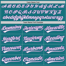 Load image into Gallery viewer, Custom Teal White-Purple Two-Button Unisex Softball Jersey