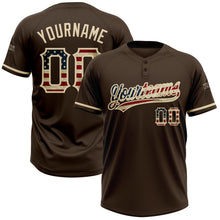 Load image into Gallery viewer, Custom Brown Vintage USA Flag-City Cream Two-Button Unisex Softball Jersey