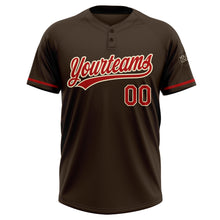 Load image into Gallery viewer, Custom Brown Red-Cream Two-Button Unisex Softball Jersey