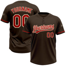 Load image into Gallery viewer, Custom Brown Red-Cream Two-Button Unisex Softball Jersey