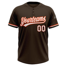 Load image into Gallery viewer, Custom Brown White-Orange Two-Button Unisex Softball Jersey