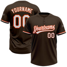 Load image into Gallery viewer, Custom Brown White-Orange Two-Button Unisex Softball Jersey