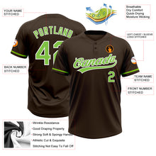 Load image into Gallery viewer, Custom Brown Neon Green-White Two-Button Unisex Softball Jersey