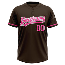 Load image into Gallery viewer, Custom Brown Pink-White Two-Button Unisex Softball Jersey