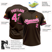 Load image into Gallery viewer, Custom Brown Pink-White Two-Button Unisex Softball Jersey