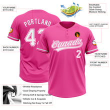 Load image into Gallery viewer, Custom Pink White Two-Button Unisex Softball Jersey