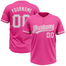 Load image into Gallery viewer, Custom Pink White Two-Button Unisex Softball Jersey