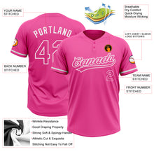Load image into Gallery viewer, Custom Pink White Two-Button Unisex Softball Jersey