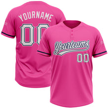 Load image into Gallery viewer, Custom Pink White-Navy Two-Button Unisex Softball Jersey