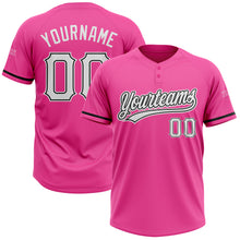 Load image into Gallery viewer, Custom Pink White-Black Two-Button Unisex Softball Jersey