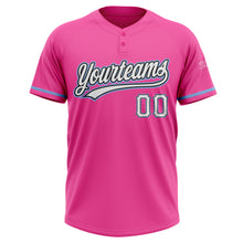 Load image into Gallery viewer, Custom Pink White Black-Light Blue Two-Button Unisex Softball Jersey