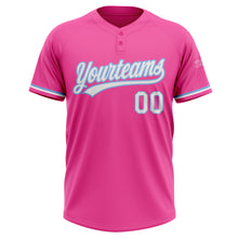 Load image into Gallery viewer, Custom Pink White-Light Blue Two-Button Unisex Softball Jersey