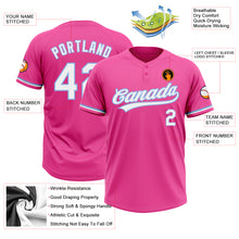 Load image into Gallery viewer, Custom Pink White-Light Blue Two-Button Unisex Softball Jersey