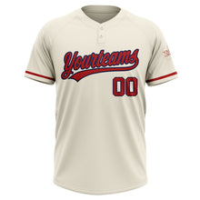 Load image into Gallery viewer, Custom Cream Red-Navy Two-Button Unisex Softball Jersey