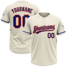 Load image into Gallery viewer, Custom Cream Royal-Orange Two-Button Unisex Softball Jersey