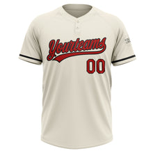 Load image into Gallery viewer, Custom Cream Red-Black Two-Button Unisex Softball Jersey