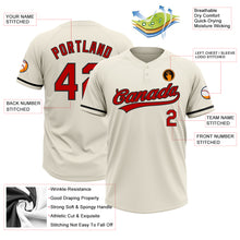 Load image into Gallery viewer, Custom Cream Red-Black Two-Button Unisex Softball Jersey