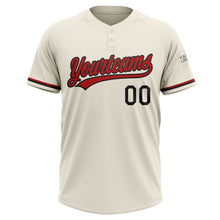 Load image into Gallery viewer, Custom Cream Red-Black Two-Button Unisex Softball Jersey