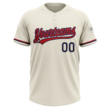 Load image into Gallery viewer, Custom Cream Red-Navy Two-Button Unisex Softball Jersey