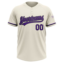 Load image into Gallery viewer, Custom Cream Purple-Black Two-Button Unisex Softball Jersey