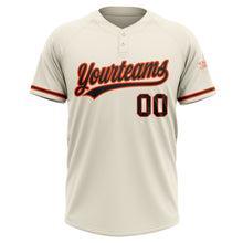 Load image into Gallery viewer, Custom Cream Black-Orange Two-Button Unisex Softball Jersey
