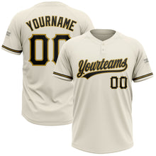 Load image into Gallery viewer, Custom Cream Black-Old Gold Two-Button Unisex Softball Jersey